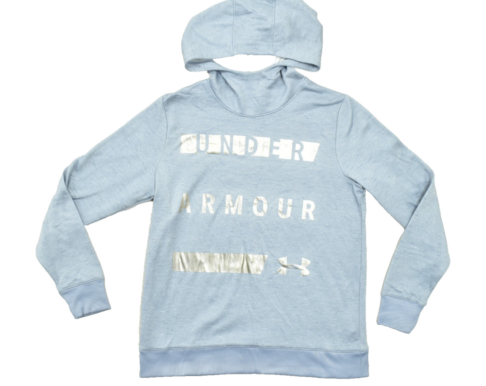 Under Armour ColdGear Women's Medium Blue Foil Logo Fleece Hoodie Pullover M